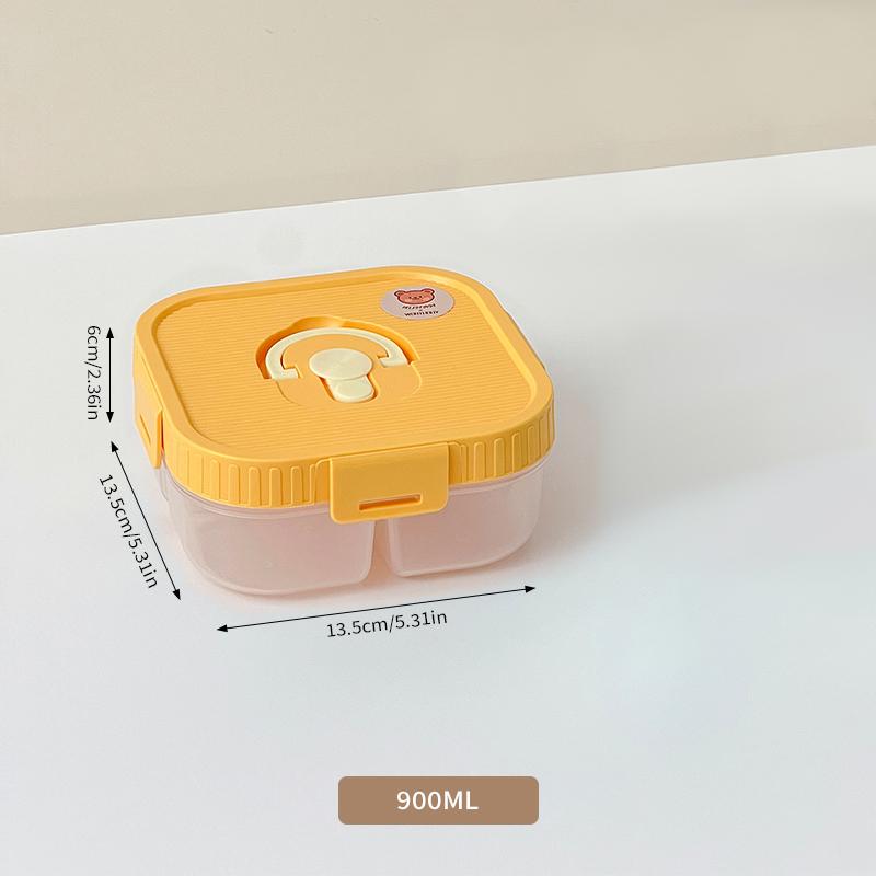 2/3 Grids Reusable Square Plastic Bento Lunch Box Portable Divided Fruit Salad Food Container Kids Students Microwave Heatable