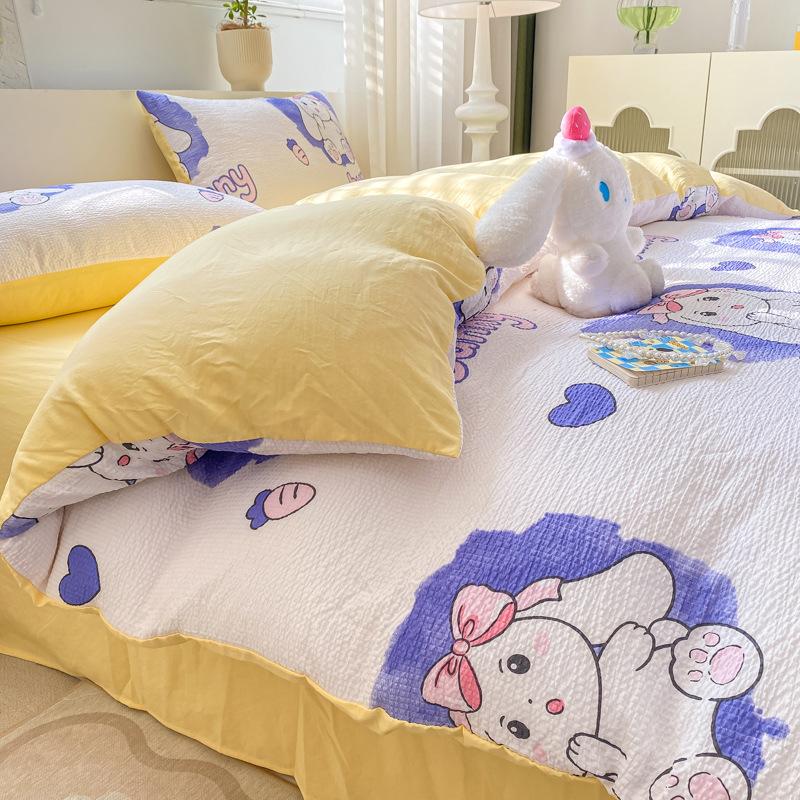 Постельное белье из ситца, комплект из четырех предметов: простыня, пододеяльник, наволочки