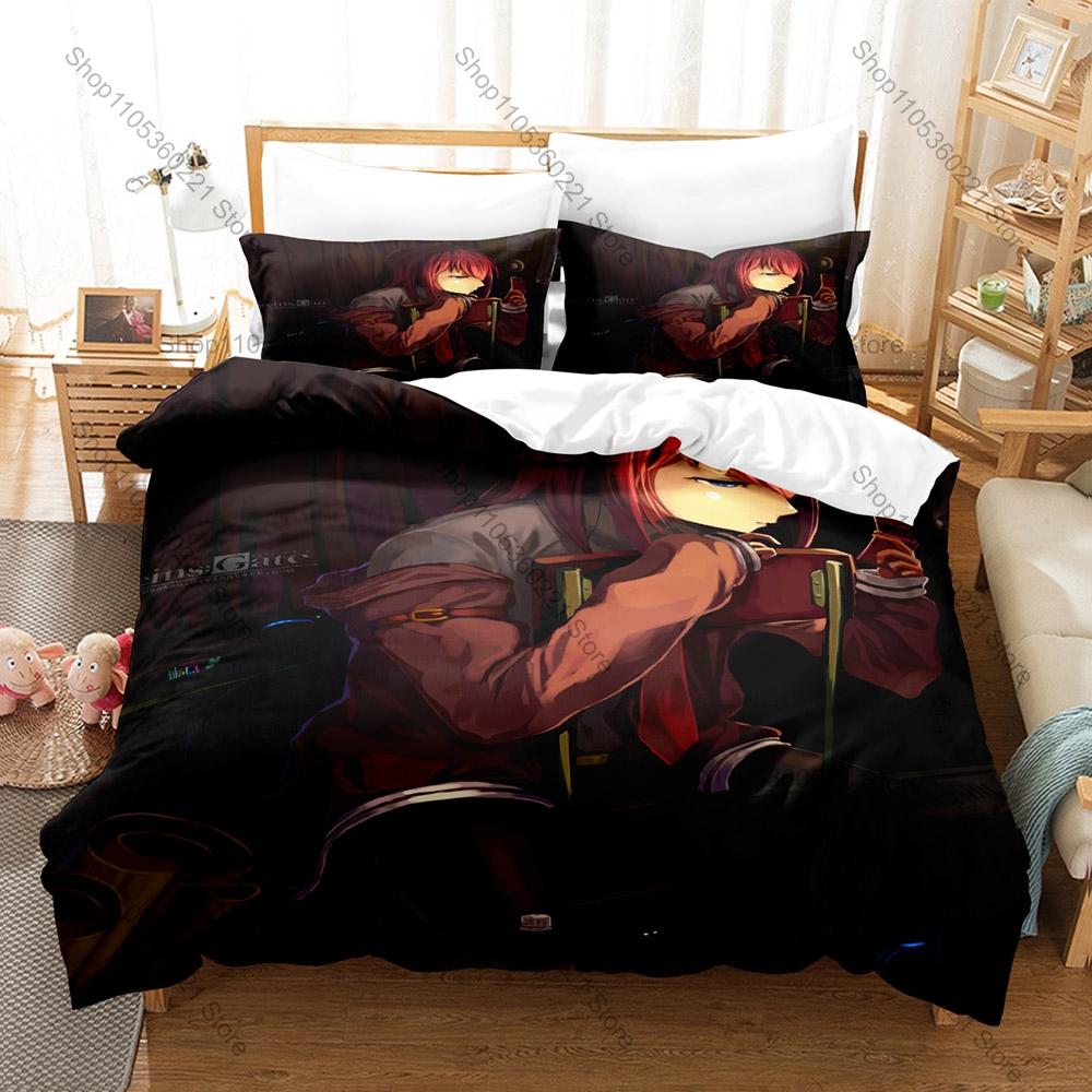 Time Travel Anime Bedding Set, Duvet Cover + 2 Pillowcases, Steins Gate Design, Comfortable Home Textiles