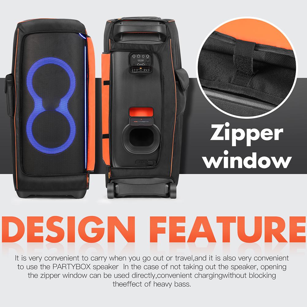 Waterproof Speaker Shoulder Bag Large Capacity Foldable Protection Dust Cover with Side Storage Pocket for JBL Partybox Ultimate