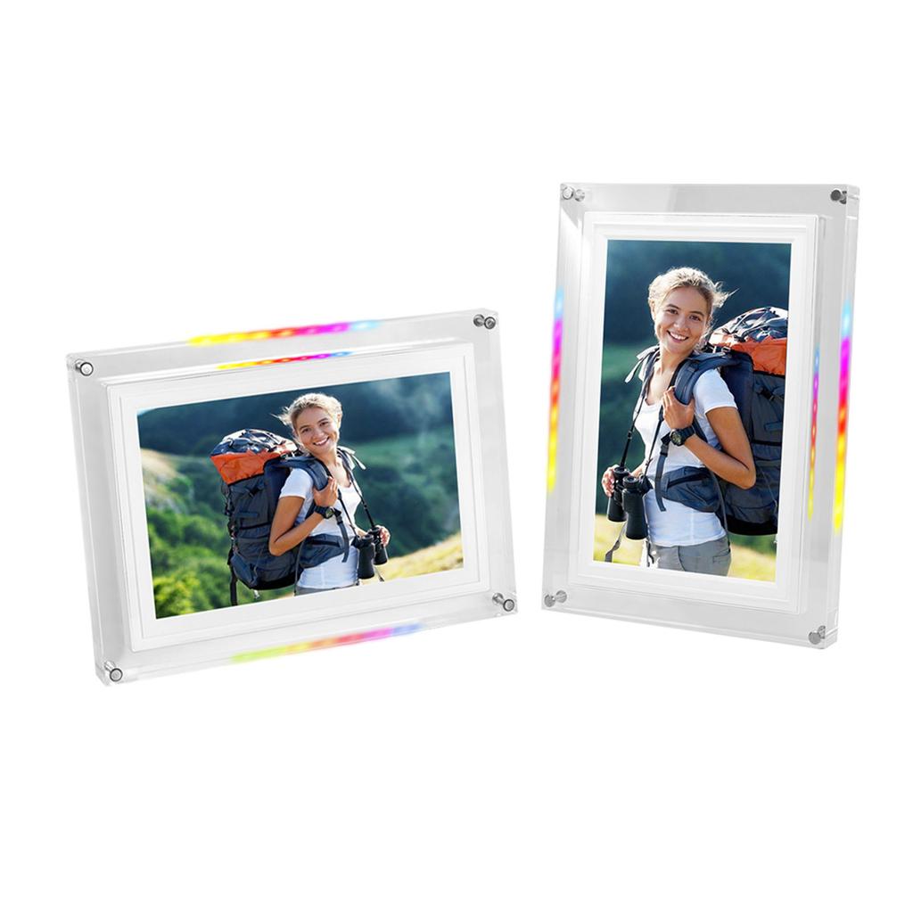 10.1 Inch Digital Picture Frame Acrylic USB2.0 Electronic Photo Frame Video Music Player with LED Light 8GB Memory for Home Desktop Decor