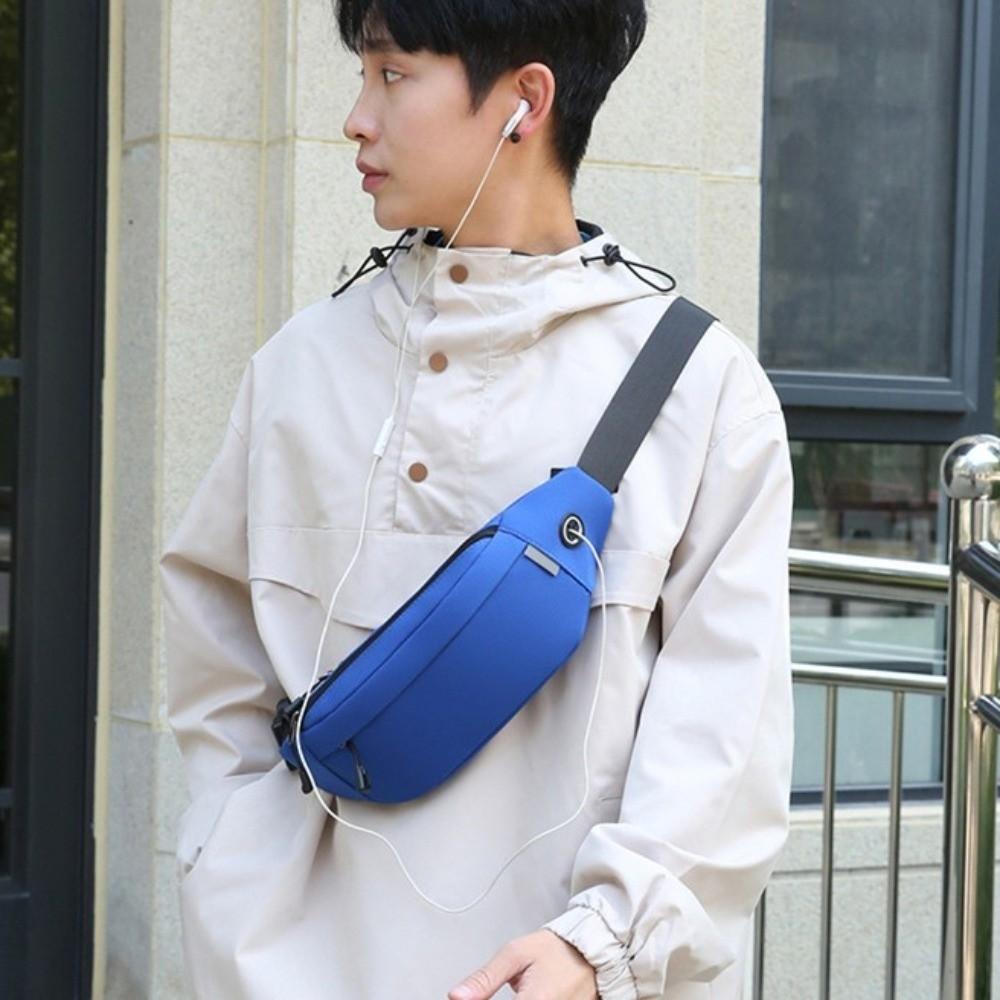 Waterproof Crossbody Chest Bag with Headphone Jack Running Waist Bag Men Fanny Phone Pack Couple
