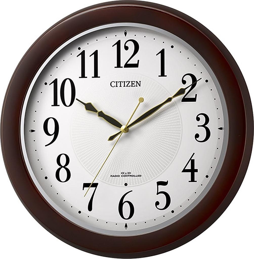 RHYTHM CITIZEN Настенные аналоговые часы с непрерывной секундной стрелкой x x, Радиоуправляемые часы, Стрелочные, Деревянные, Коричневые, CITIZEN, 33.0 33.0 5.1 см, 8MYA37-006