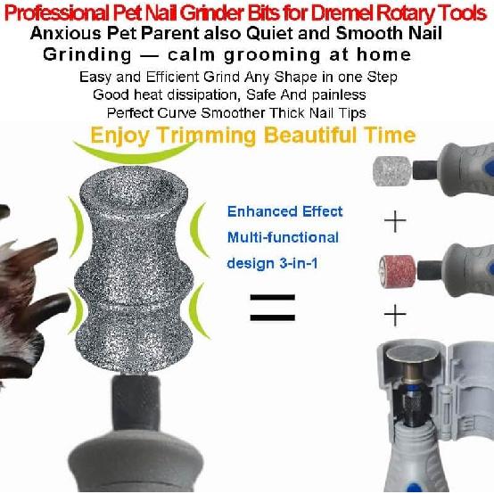 Без стресса для насадки-сменной головки для когтеточки Dremel - Алмазный наконечник и сменная головка подходят для Dremel 7760 и 7350, для мелких и крупных домашних собак/кошек