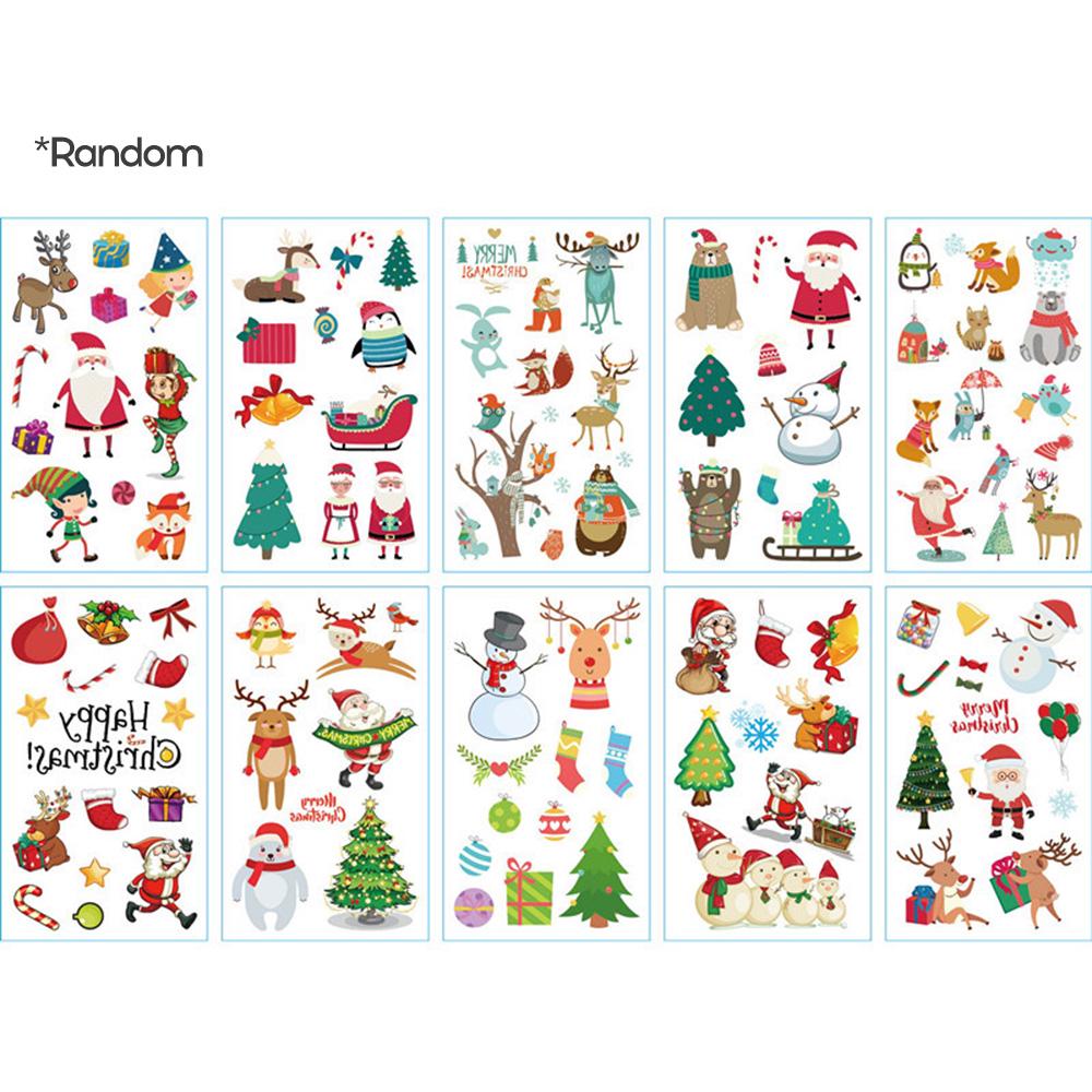 1 Sheet Body Decorative Label Merry Christmas Santa Claus Pattern T-attoo Stickers for Party