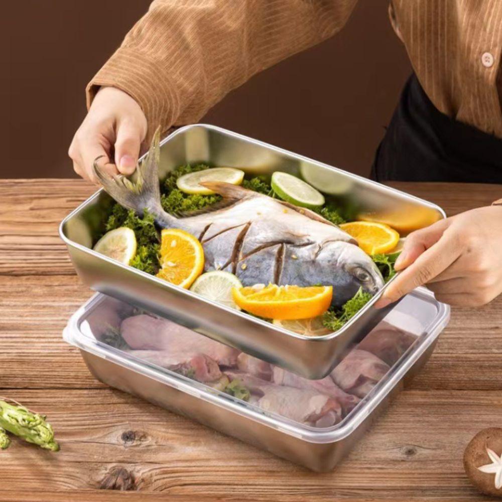 Пластина для хранения кухонной утвари из нержавеющей стали с крышкой Коммерческий поднос для посуды Кухонные инструменты для приготовления пищи