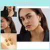 Elegant Asymmetrical Geometric Earrings Fashionable Alloy Gold Plated Statement Jewelry