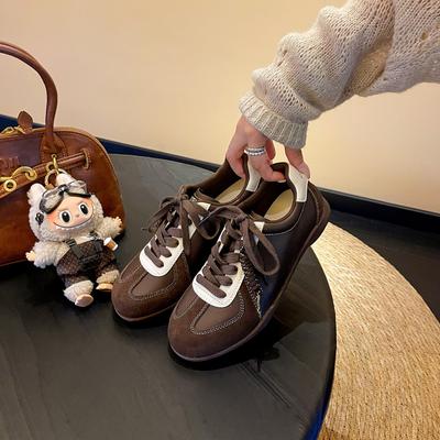 Точечная версия~ Ретро немецкие тренировочные туфли на скрытой платформе женские осенние на шнуровке, разноцветные, на плоской подошве, спортивная и повседневная обувь для скейтборда