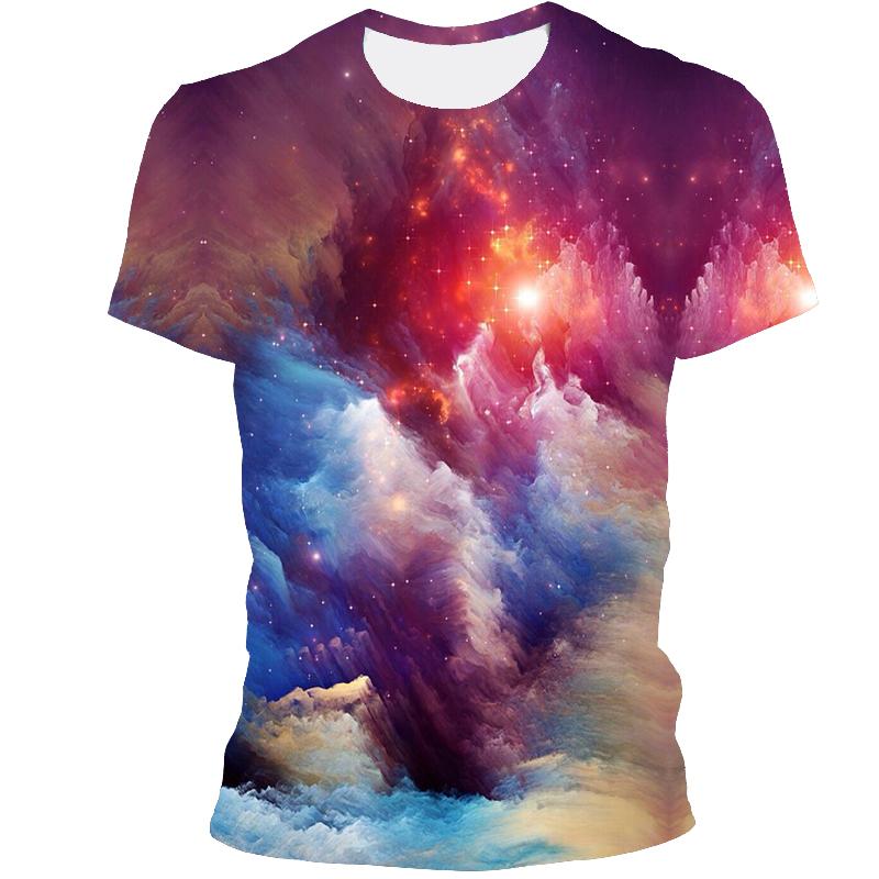 Vast Starry Sky Universe Graphic T Shirts For Men Summer Fashion 3D Space Planet Pattern T-shirt Personality Cool Style T-shirts