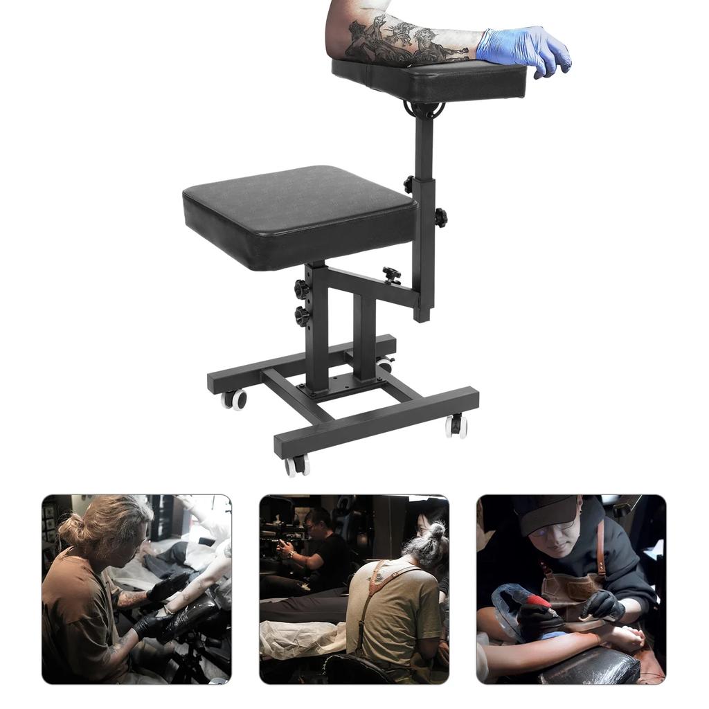 Tattoo Chair Armrest Adjustable Hairdressing Chair with Foot Pad, Multifunctional Chair with Armrest for Tattoo Artist