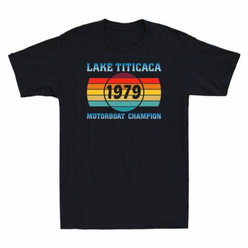 Funny Lake Titicaca 1979 Motorboat Champion | Retro Vintage Sunset Men's T-Shirt