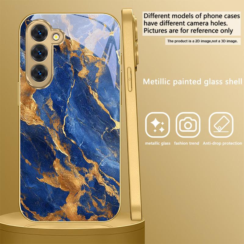 Текстура мрамора Для Samsung Galaxy S26 S20 FE S21 S22 S23 Plus S24 Ultra S25 Ultra S21 S25+ S22FE Золотой стеклянный чехол для телефона