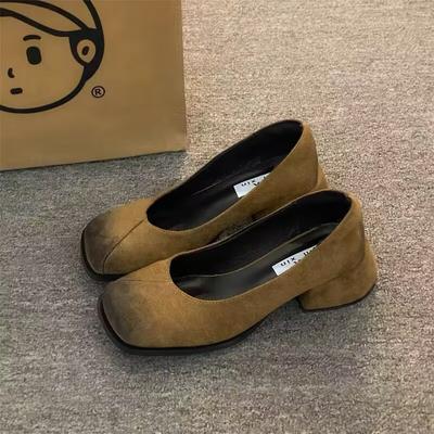 Роскошные и модные французские туфли Мэри Джейн на высоком каблуке с неглубоким носком, женские толстые каблуки, летний последний стиль 2024 года с каблуками