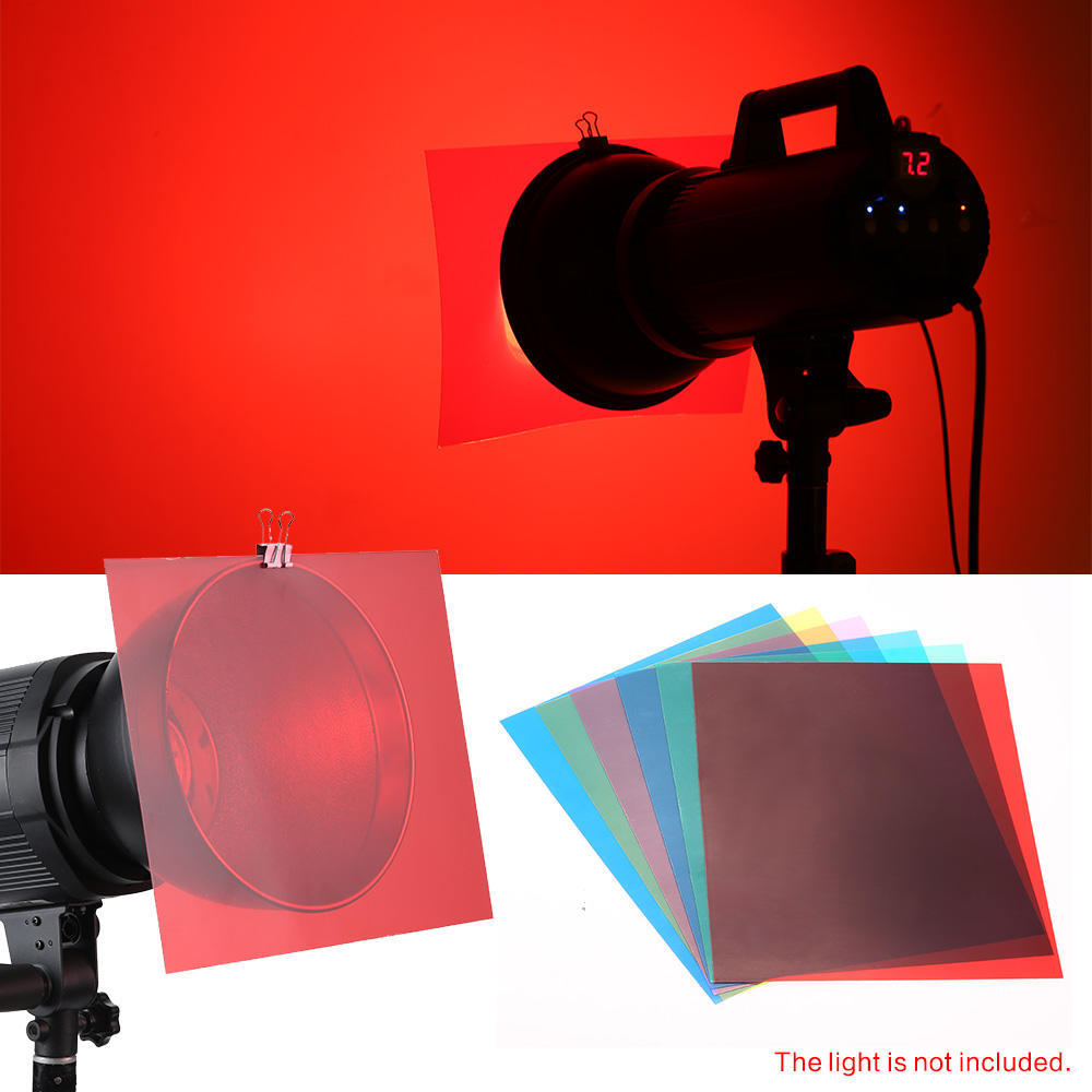 6pcs 25 * 20cm Transparent Lighting Color Correction Gel Sheets Filters Set for Flash Light Speedlite (Red  Blue  Green