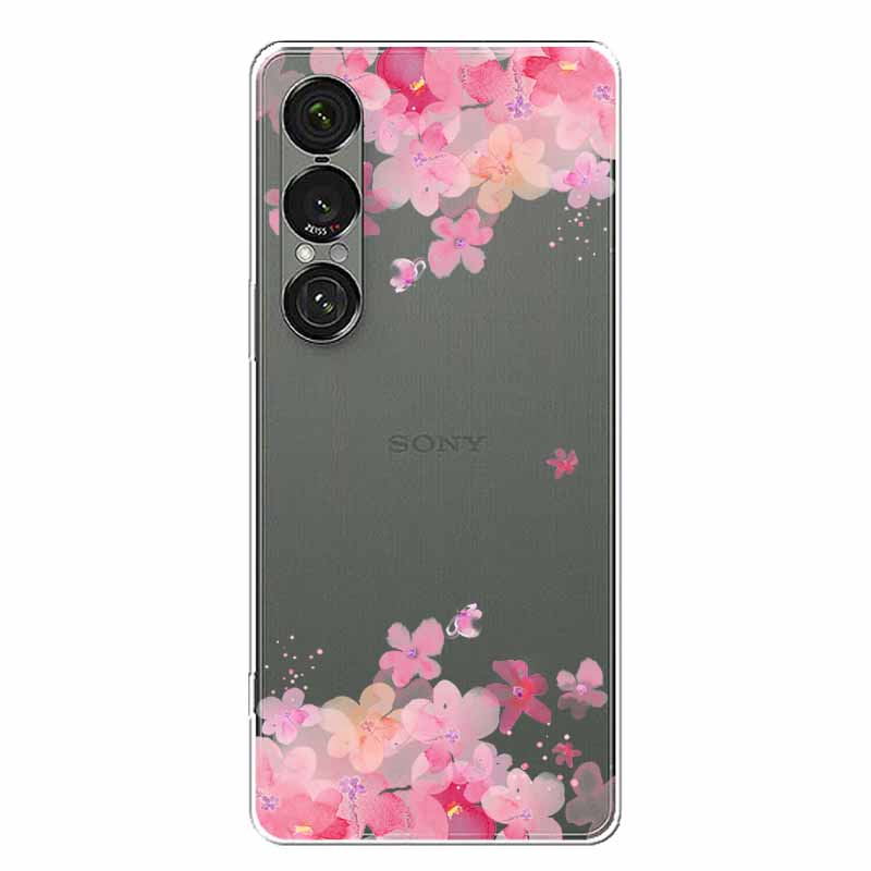 Прозрачный чехол с цветами для Sony Xperia 1 VII 5G, чехол-бампер из мягкого ТПУ-силикона для Sony Xperia1 VII, прозрачный чехол Sony1VII