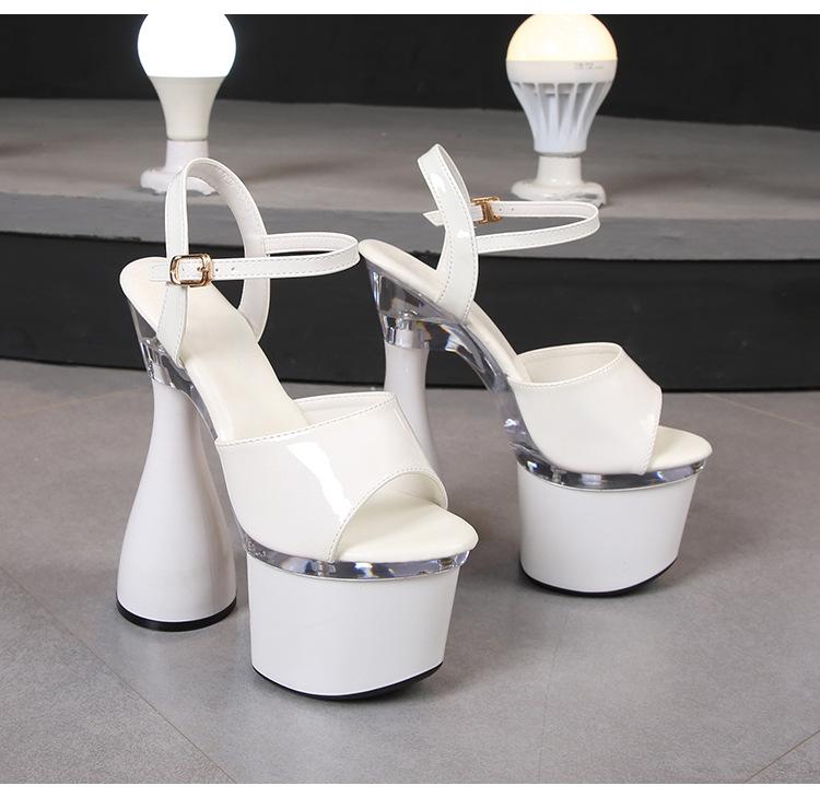 10369Series, каблук 17,5 см, платформа с рыбьим носком, платформа 8 см, пикантные босоножки на странном каблуке с круглым носком, модные модные босоножки LFD