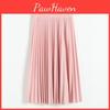 Fashion Spring Womens High Autumn Waist Pleated Solid Color Half Length Elastic Skirt
