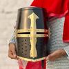 Black Knight Templar Crusader Helmet Medieval Great, Larp And Cosplay Helmet Handmade Steel Brass Best Gift For Him