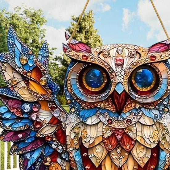 2 шт. Подвеска Сова Водонепроницаемое Украшение 2D Печать Акрил Внутреннее Наружное В стиле витража