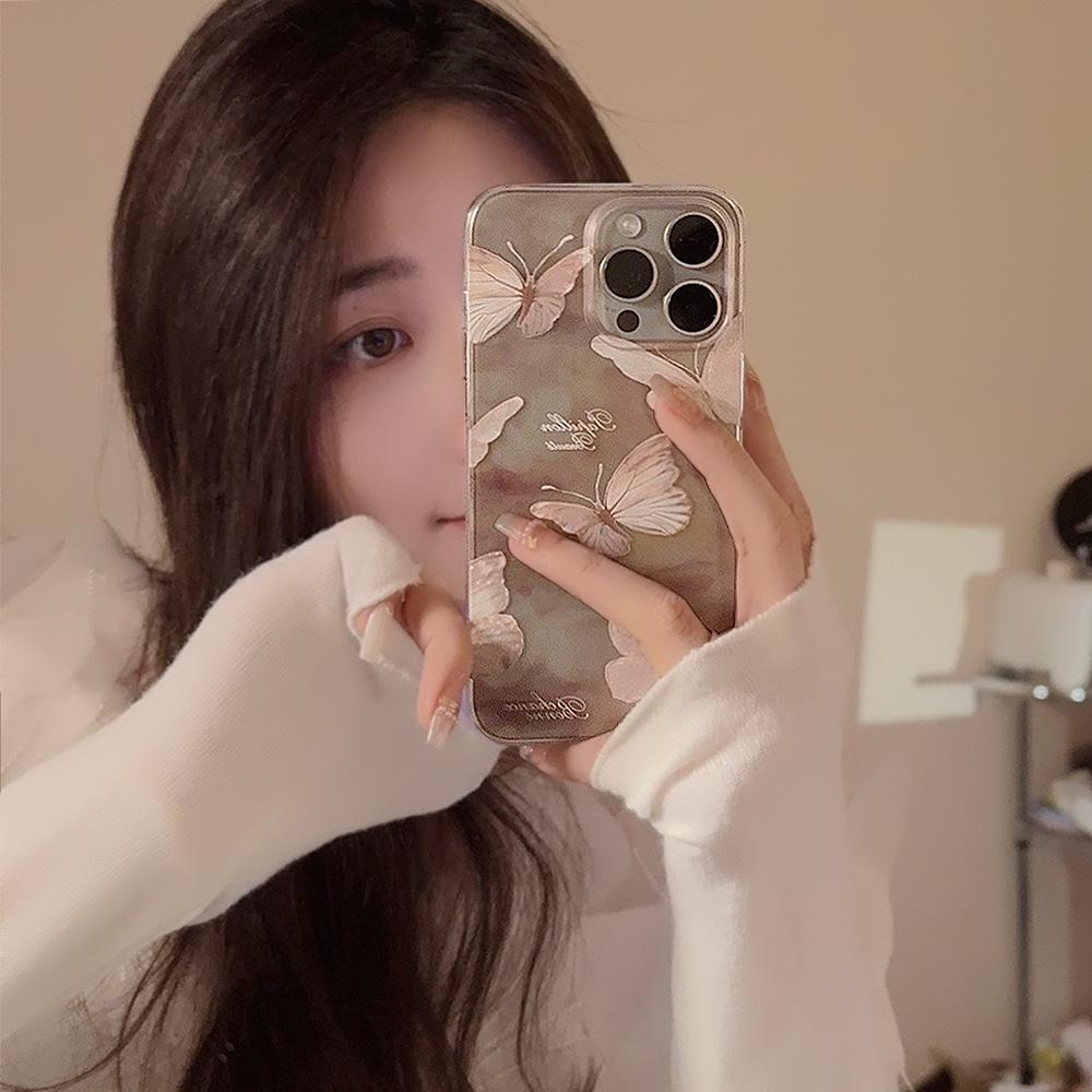 Dreamy Butterfly Gradient Phone Case for iPhone 16, 15, 17 Pro Max, 11, 12 - Transparent Soft Case