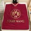 Custom Name Borussia Dortmund Flannel Blanket, High quality Comfortable for All Seasons, Home Decor, Warmth and Comfort