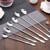 1Pc Creative Stainless Steel Long Handle Coffee Spoon Stirring Ice Spoon