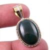 Natural Bloodstone Gemstone 925 Solid Sterling Silver TwoTone Pendant 1.25" W1w59