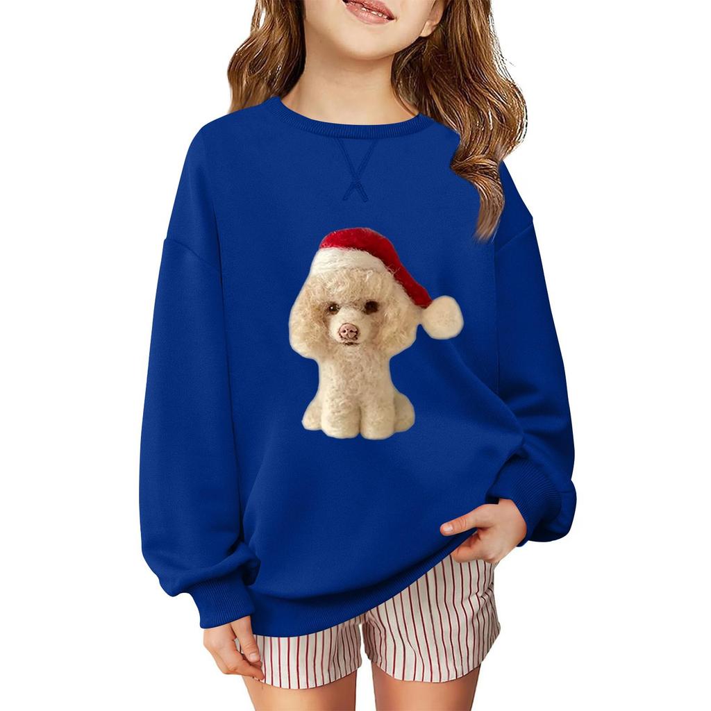 Children's Fashionable Casual Long-sleeved Loose Christmas Print Pullover Sweatshirt
