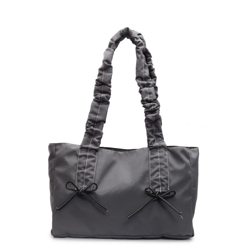 Корейская версия модной сумки через плечо с бантом 2025 новая плиссированная сумка-тоут большой вместимости в стиле слоучи, зарубежная сумочка