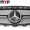 FCM5   Diamonds Style Racing Grille With Car Front Bumper Grill Silver Border Mirror 3D Emblem Logo For Mercedes Benz E W213 16-20 E300