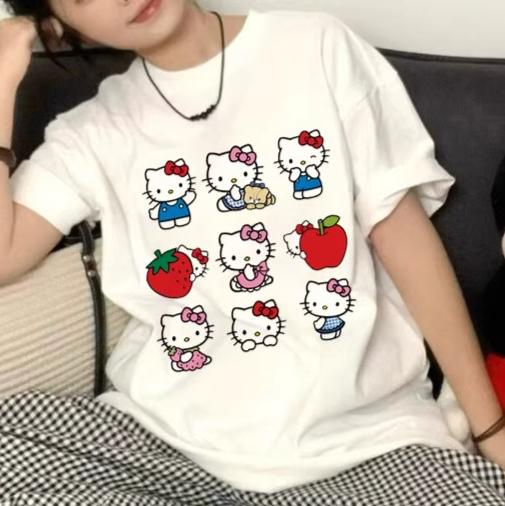 2026 Summer Shortsleeve Printed Tshirt Women Couple Sanrio Style Versatile Casual Fashionable Cute Wearing