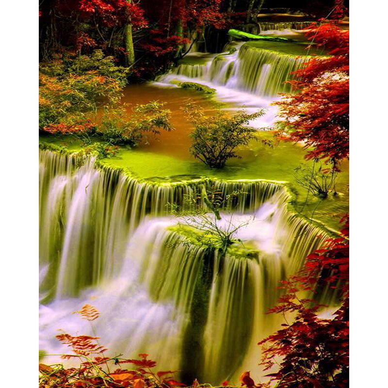 DIY 5D Алмазная картина Водопад Пейзаж Вышивка крестом Полный круглый дрель Пейзаж Алмазная вышивка Мозаика Домашний декор