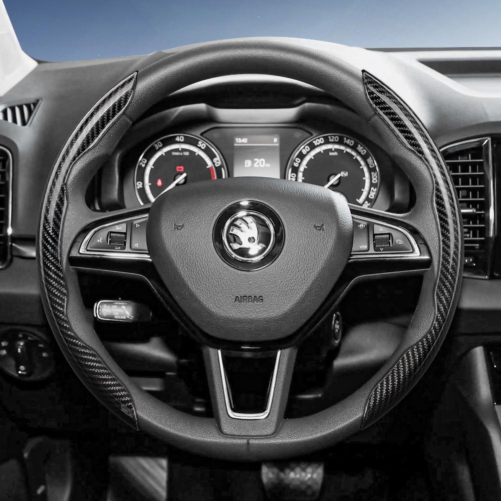 KTDJ9 Подходит для Skoda Рулевое колесо с текстурой под карбон, с сегментированным дизайном и быстрой фиксацией, долговечное, для Octavia