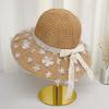 Летняя кружевная шляпа от солнца с цветочным бантом и ажурным узором, детская, для отпуска, пляжная, для фото, для пожилых, соломенная шляпа
