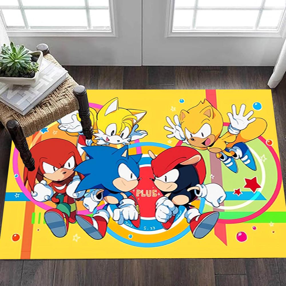 Sonic The Hedgehog Characters Decoration,Carpet,Living Room,Bedroom, Non-slip,Square rug