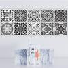 10 Pcs Simple Black and White Retro Geometric Pattern Wall Sticker Home Kitchen Decoration Wall Art