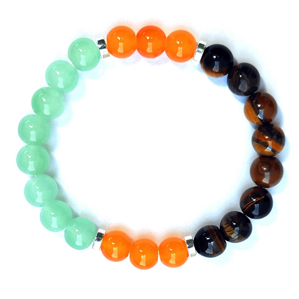 Набор браслетов из 9 штук из натурального камня: Дизайн из бусин Тигровый глаз и Аметист