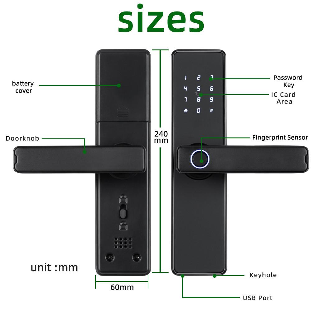 Умный электронный дверной замок K20 для дома с разблокировкой через приложение Tuya/IC-карту/пароль/ключ, биометрический дверной замок с отпечатком пальца
