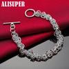 925 Sterling Silver Interlocking Circle Chain OT Buckle Bracelet Jewelry