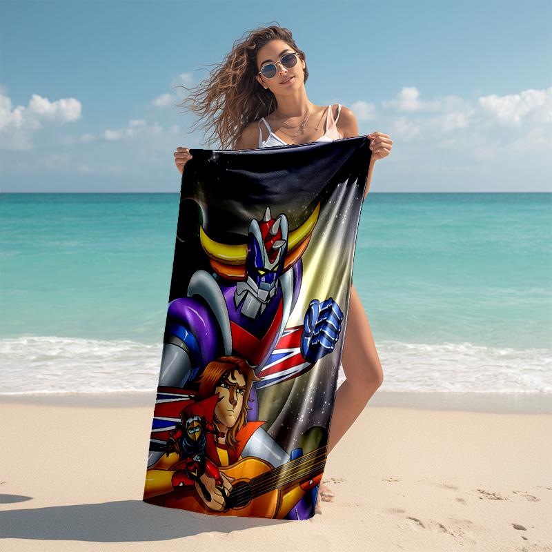 1pc UFO Robot Grendizer3 Beach Towel, Comfortable and Thick, and Swimming/Bath/Picnic/Camping Towel, Suitable for Seaside Beaches