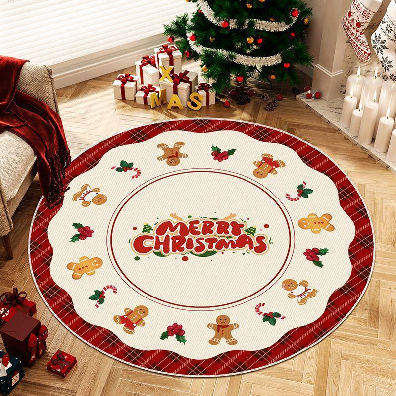 Christmas Imitation Cashmere Carpet Home Living Room Bedroom Atmosphere Christmas Decoration Red Christmas Tree Base Floor Mat