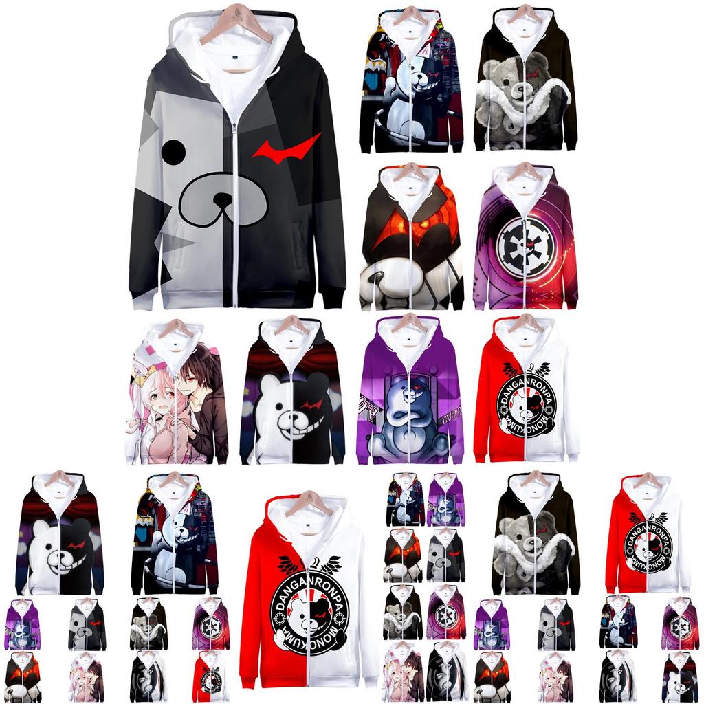 Cozy Danganronpa Monokuma Hoodie With Vibrant 3d Print For Anime Fans