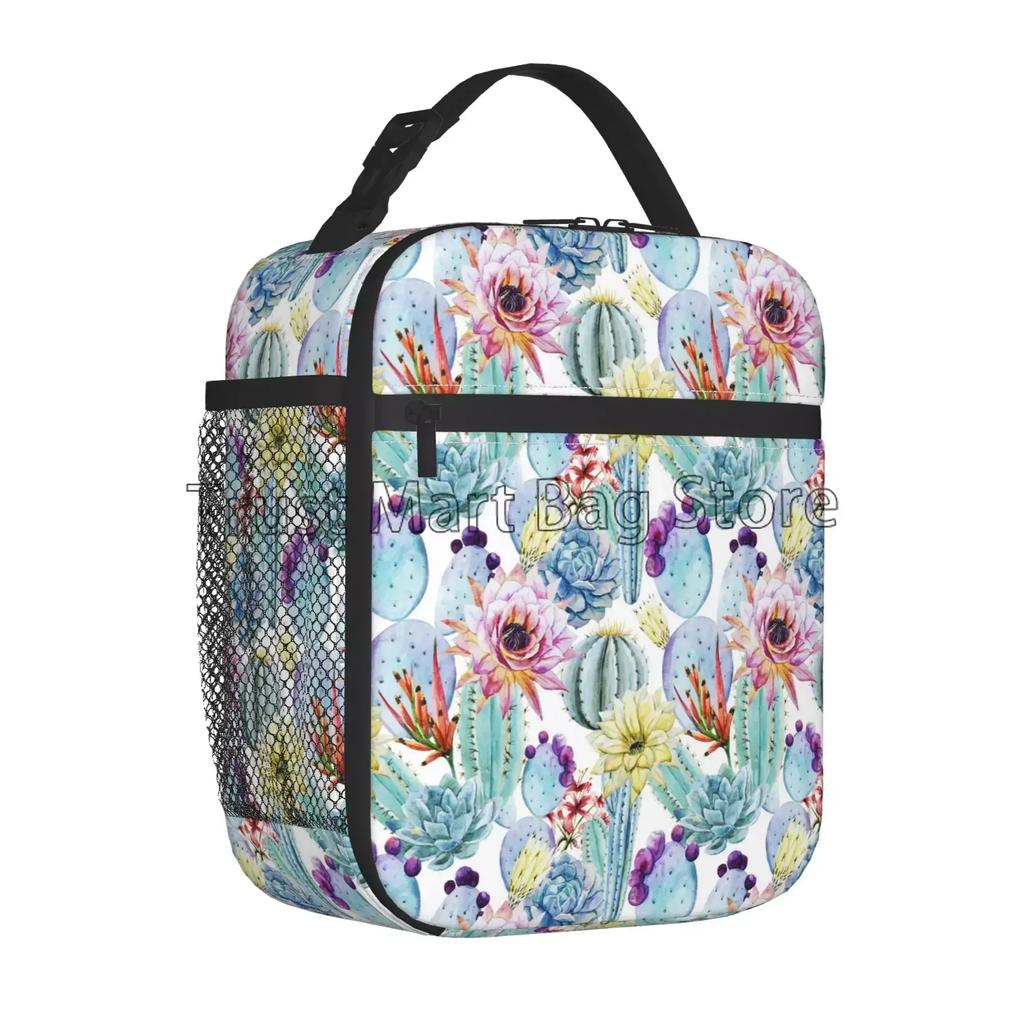 Кактус Термосумка для ланча Коробка Тропические растения Кактусы Цветы Изолированные Охладители Сумки Портативная Многоразовая Сумка Для Пикника Путешествия