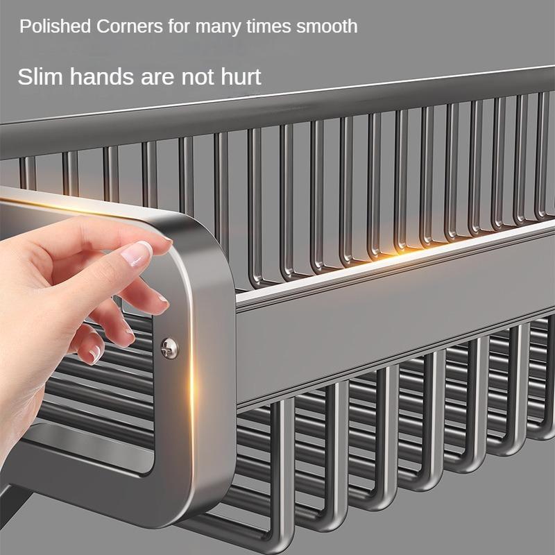 Double Towel Rack Bathroom Shelf Space Aluminium Towel Rack One Piece Wall Mounted Shelf Bathroom Toilet Bathroom Set