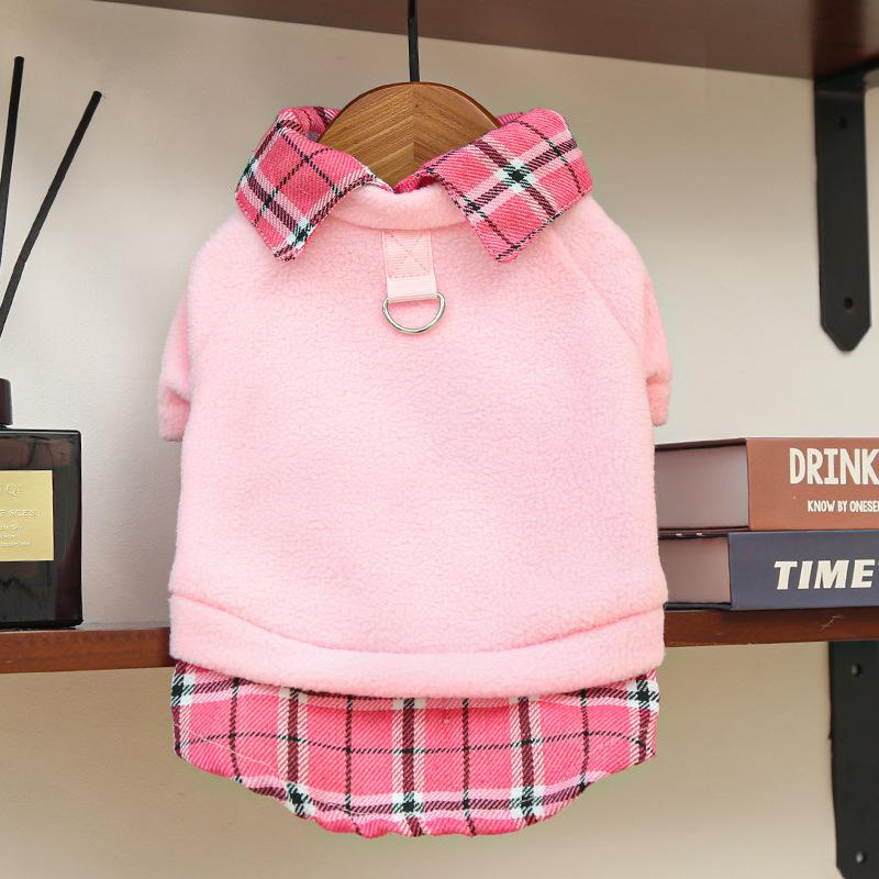 Dog Hoodies for Small Dogs Solid Plaid Polo Dog Clothes Winter Warm Coat Fleece Puppy Sweatshirt Chihuahua Dachshund Pullovers
