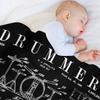 Drum Set Kit Vintage Patent Drummer Drawing Print Throw Blanket Men's Soft Warm Throw Blanket for Couch