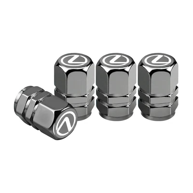2026 Hot Interior Stickers 4Pcs Aluminum Alloy Car Tire Valve Covers Auto Accessories For Lexus ES RX NX LS UX LM LX GX LC RZ IS