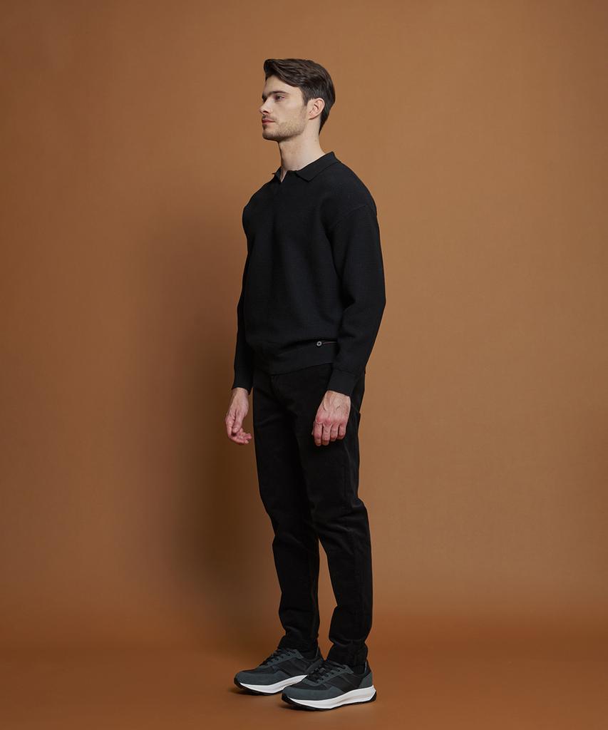 PANICALE Black Regular Fit Triangle Corduroy Pants (Type A)
