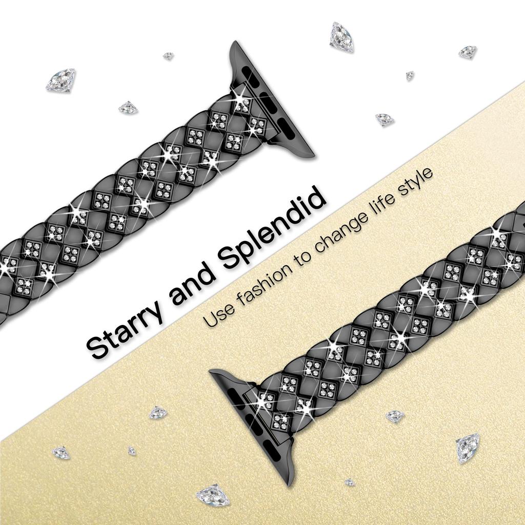 Для Apple Watch Series 10 42 мм / 9 8 7 41 мм / SE (2023) SE (2022) SE 6 5 4 40 мм / 3 2 1 38 мм сменный ремешок для часов из цинкового сплава со стразами