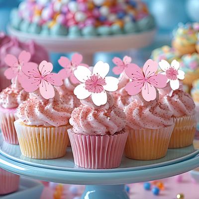 Съедобные бумажные цветы украшения для торта вишневый сакура десертные украшения для торта свадьбы день рождения вечеринка